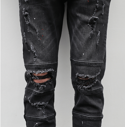 Pantalón Denim Desgastado con Efecto Salpicado - Image 6