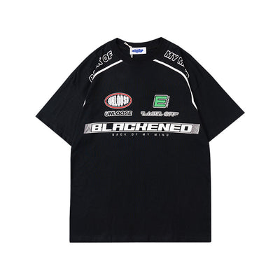 Camiseta Suelta Cuello Redondo Estampado Racing Unisex - Image 11