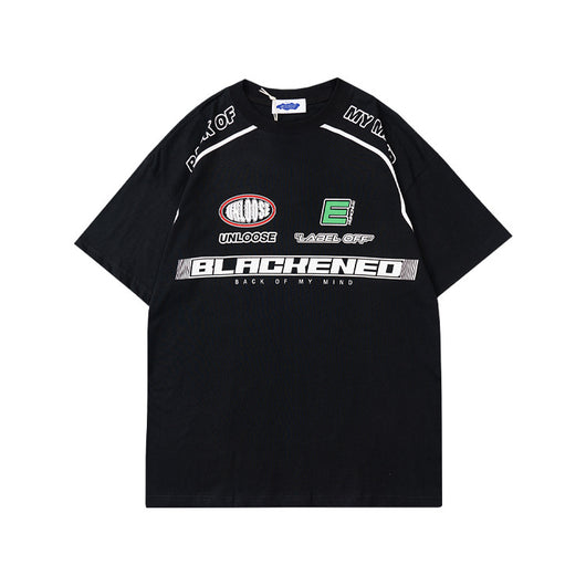 Camiseta Suelta Cuello Redondo Estampado Racing Unisex - Image 11