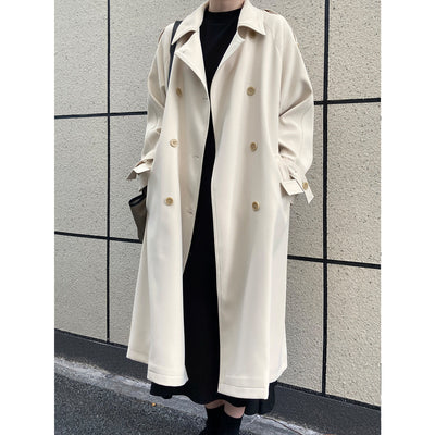 Chaqueta Cortaviento Larga Estilo Británico Suelta Hasta la Rodilla para Mujer - Image 5