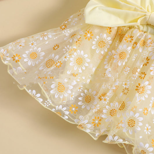 Vestido Floral Niña Verano con Mangas Volantes en Malla - Image 2