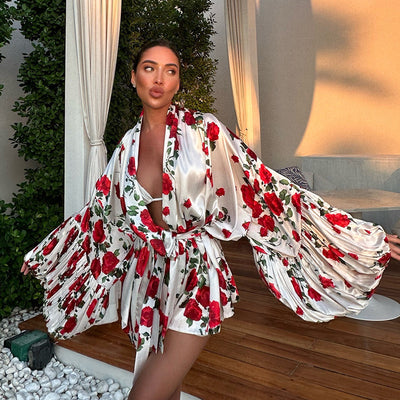 Vestido Camisero Holgado con Estampado y Mangas Linterna - Image 2