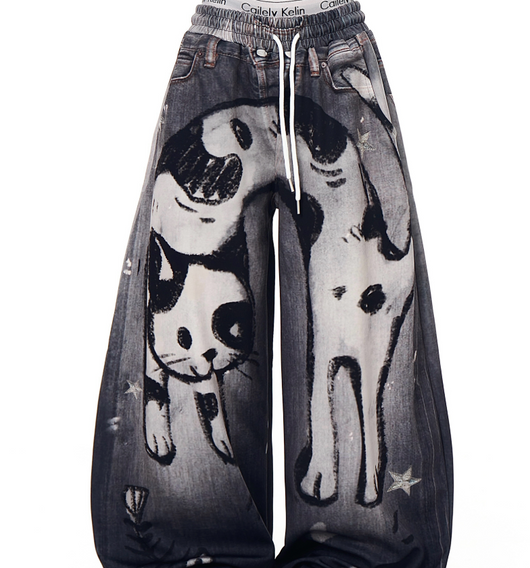 Pantalones de Chándal Gato Graffiti Estampados para Hombre y Mujer - Image 10