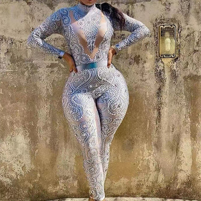 Traje de Presentación Ajustado con Strass para Mujer