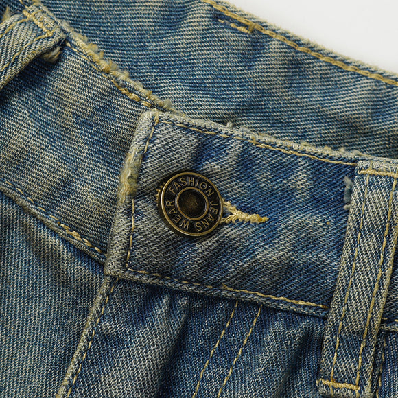 Pantalones Vaqueros Desgastados con Lavado Vintage