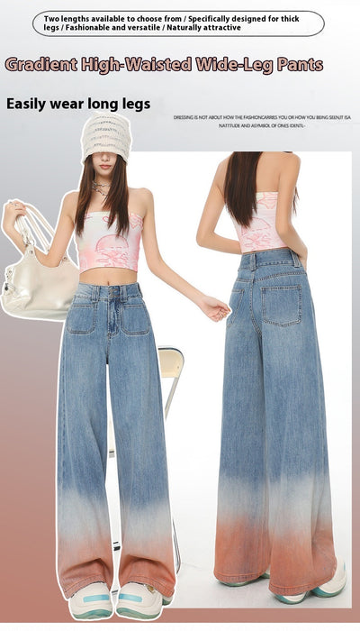 Pantalones Vaqueros Cintura Alta Pierna Ancha Degradado - Ajuste Holgado para Mujer - Image 7