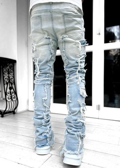 jeans, trousers, beige, white, burgundy, ripped, distressed, patched - Image 19