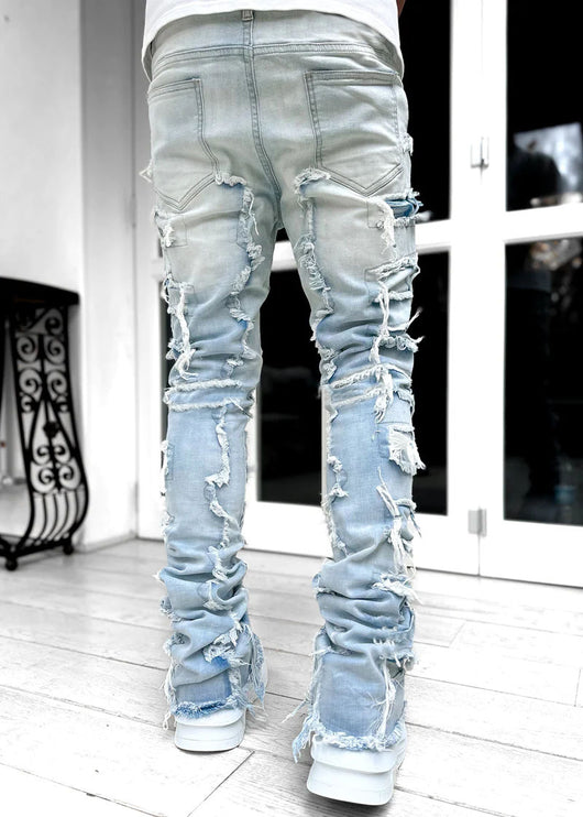 jeans, trousers, beige, white, burgundy, ripped, distressed, patched - Image 19