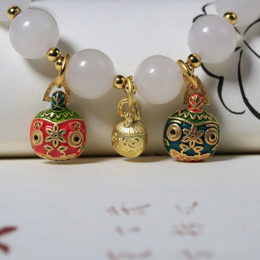 Pulsera de Jade Hetian con Perlas de Loto y Colgante Bestia Dorada - Image 4