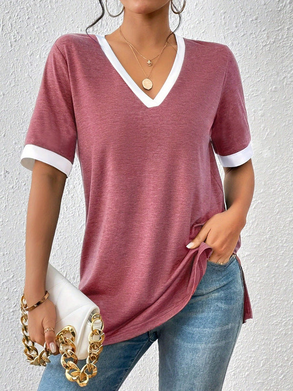 Blusa Manga Corta con Combinación de Colores - Image 6