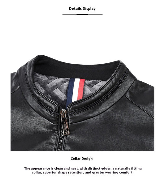 Chaqueta de Cuero Casual Acolchada para Hombre con Forro Polar - Image 12