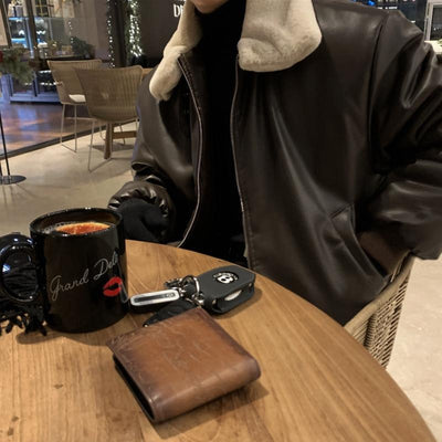 Chaqueta de Cuero con Lana Merino Gruesa - Estilo Edgy Moderno - Image 19