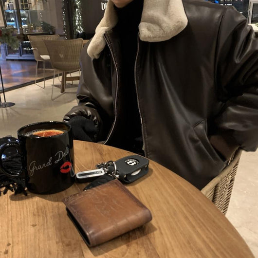 Chaqueta de Cuero con Lana Merino Gruesa - Estilo Edgy Moderno - Image 19