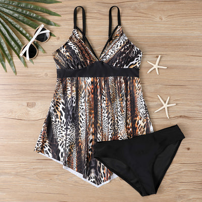 Traje de Baño Bikini con Falda Estampado Leopardo
