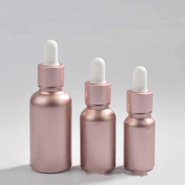 Botella Gotero de Vidrio Ámbar Rose Gold - Frasco Vacío para Aceites Esenciales y Cosméticos DIY