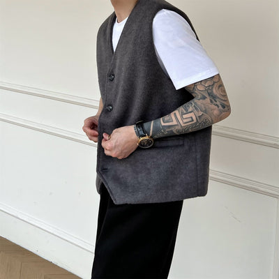 Chaleco Sofisticado Monócroma de Lana Estilo Francés para Hombre - Image 12