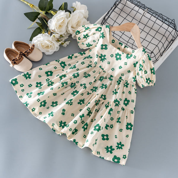 Vestido Princesa Niña Estilo Occidental Floral de Algodón