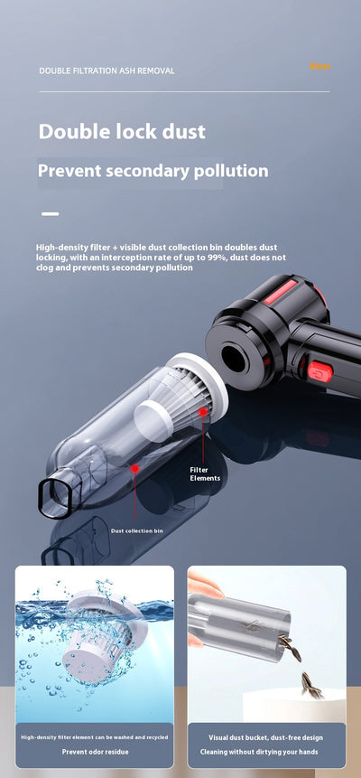 Aspiradora Inalámbrica Portátil 2 en 1 con Carga Inalámbrica para Auto y Hogar - Image 12