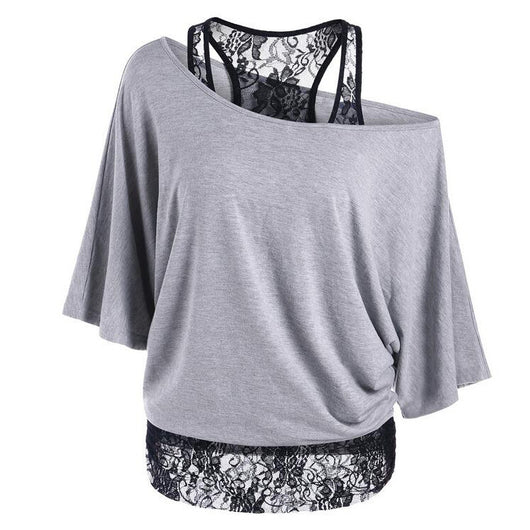 Blusa Chaleco de Encaje con Cuello Diagonal y Mangas Murciélago - Image 11