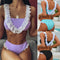 Bikini Dividido con Volantes y Colores Sólidos para Mujer