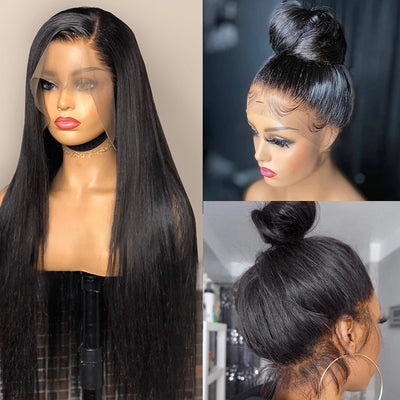 Peluca Lace Wig Cabello Natural Liso Negro Largo Medio - Image 8