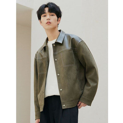 Chaqueta de Cuero PU Casual Suelta para Hombre - Abrigo Elegante - Image 5