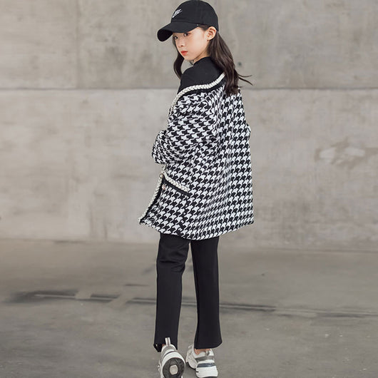 Traje Infantil Cuadros Houndstooth con Abrigo Acolchado - Image 8