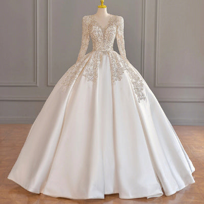 Vestido de Novia Satinado Manga Larga para Invierno - Image 7