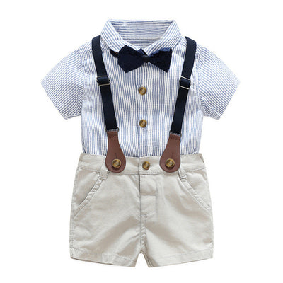 Conjunto de Dos Piezas: Camisa Rayada y Babero para Niño - Image 2