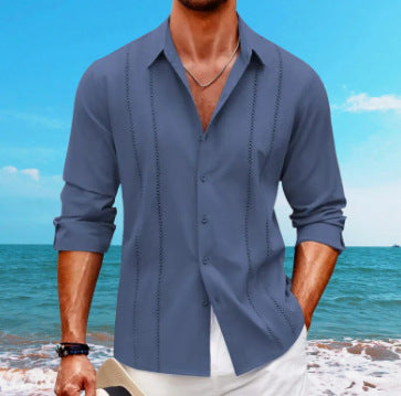 Camisa Manga Larga con Estampado Digital Talla Grande para Hombre