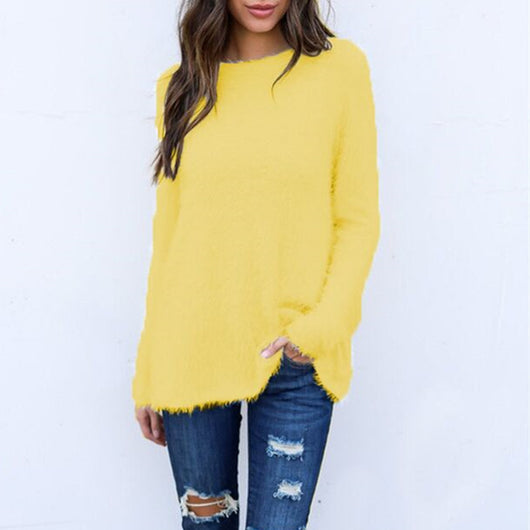 Blusa Suelta de Manga Larga en Color Sólido para Mujer - Image 3