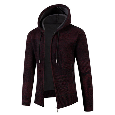 Chaqueta de Punto Slim con Capucha y Cuadros para Hombre - Image 7