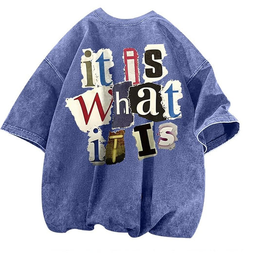 Camiseta Vintage Oversized con Estampado de Letras para Hombre - Image 9