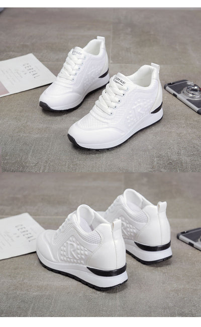 Zapatillas Blancas Casuales Elevadas Estilo Tendencia - Image 10