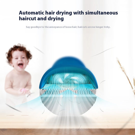 White and blue electric hair clipper with a transparent blue hair disposal compartment, shown with text highlighting its easy-clean feature. - Image 13