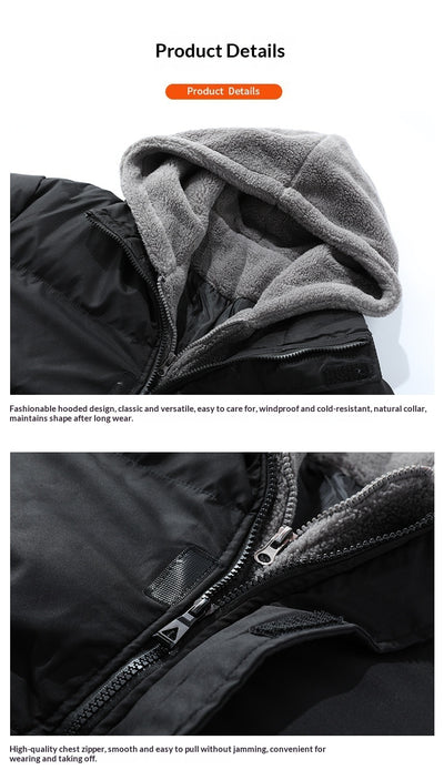 Chaqueta de Invierno Hombre Acolchada Suelta con Diseño Falsa Dos Piezas - Image 14