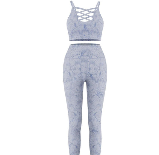 Conjunto Yoga Tie Dye con Sostén Push Up y Leggings Deportivos - Image 2