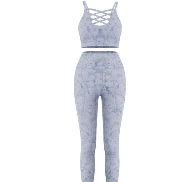 Conjunto Yoga Tie Dye con Sostén Push Up y Leggings Deportivos