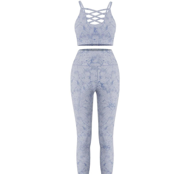 Conjunto Yoga Tie Dye con Sostén Push Up y Leggings Deportivos