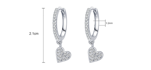 Aretes de Plata 925 con Diamantes en Forma de Corazón - Image 7