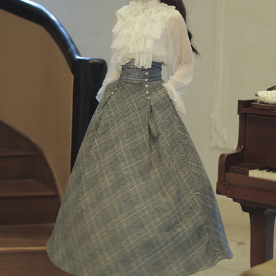 Conjunto de Falda de Lana Retro Elegante para Otoño - Image 15