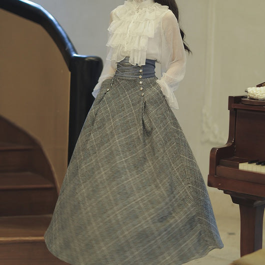 Conjunto de Falda de Lana Retro Elegante para Otoño - Image 15