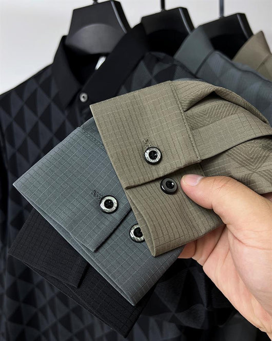 Camisa Manga Larga Ice Silk Slim Fit para Hombre - Image 18