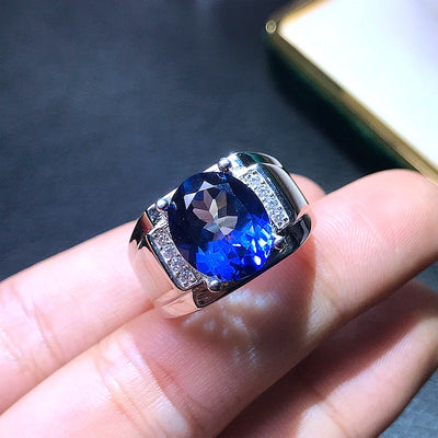Anillo de Tanzanita Natural y Topacio para Hombre - Image 10