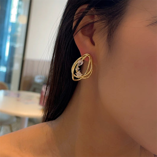 Aretes Metálicos de Diseño Irregular Europeo Americano - Image 13