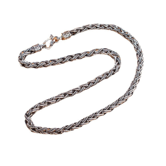 Collar de Plata 925 con Cuerda de Cáñamo Tejida a Mano para Hombre