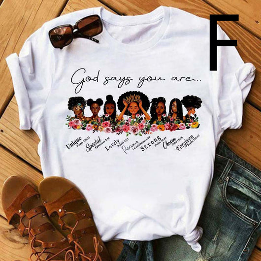 Camiseta Estampada Mujer African Black Girl - Manga Corta - Image 43