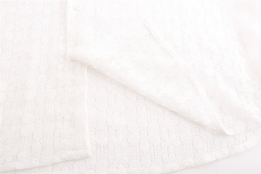 Chaqueta Casual Suelta con Encaje Calado y Mangas Largas - Image 10