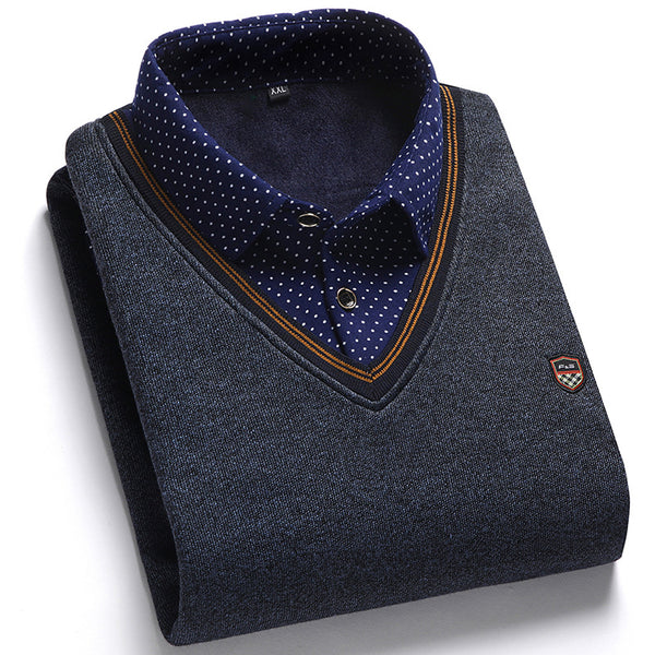 Suéter para Hombre con Cuello Falso de Dos Piezas