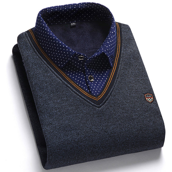 Suéter para Hombre con Cuello Falso de Dos Piezas